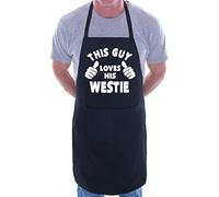 Print4U This Guy Loves His Westie BBQ Dog Cooking Funny Novelty Apron Black