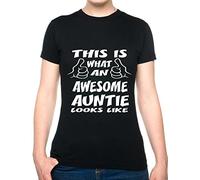 Print4U This is What an Awesome Auntie Looks Like Gift for Aunty Ladies T Shirt Unisex Fit Small Black