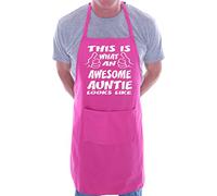 Print4U This Is What Awesome Auntie BBQ Cooking Funny Novelty Apron Pink