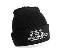 Print4U This is What Awesome Dad Looks Like GIF for Men Fathers Day Beanie Hat Black