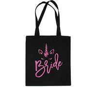 Print4U Unicorn Bride Wedding Favour Tote Bag Black