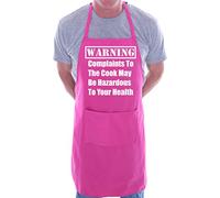 Print4U Warning Complaints To Cook Fathers Day BBQ Cooking Novelty Apron Pink