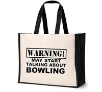 Print4U Warning May Talk About Bowling Tote Crown Green Ladies Canvas Shopper Natural