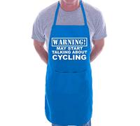 Print4U Warning May Talk About Cycling Funny BBQ Novelty Cooking Apron Blue