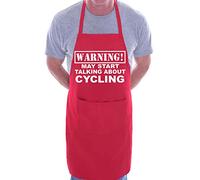 Print4U Warning May Talk About Cycling Funny BBQ Novelty Cooking Apron Red