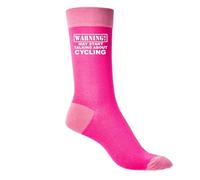 Print4U Warning May Talk About Cycling Funny Ladies Socks Pink Birthday Gift