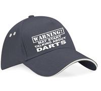 Print4U Warning May Talk About Darts Baseball Cap Sport Lovers Gift Men & Ladies Grey