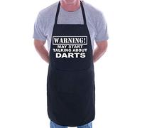 Print4U Warning May Talk About Darts Funny BBQ Novelty Cooking Apron Black