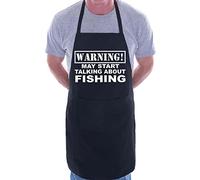Print4U Warning May Talk About Fishing Funny BBQ Novelty Cooking Apron Black