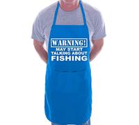 Print4U Warning May Talk About Fishing Funny BBQ Novelty Cooking Apron Blue