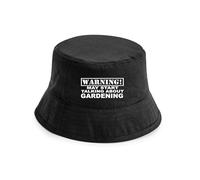 Print4U Warning May Talk About Gardening Bucket Hat Gardeners Gift Men & Ladies Black LXL