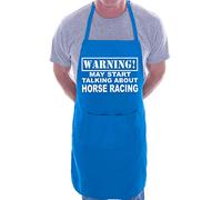 Print4U Warning May Talk About Horse Racing Funny BBQ Novelty Cooking Apron Blue