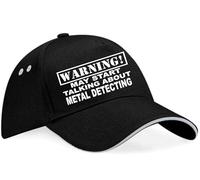 Print4U Warning May Talk About Metal Detecting Baseball Cap Hobby Men & Ladies Black