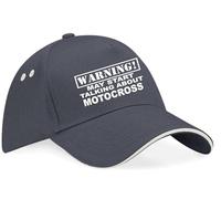 Print4U Warning May Talk About Motocross Baseball Cap Sport Gift Men & Ladies Grey