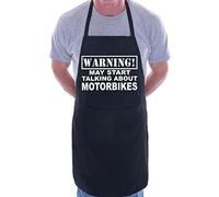 Print4U Warning May Talk About Motorbikes Fan Funny BBQ Novelty Cooking Apron Black