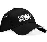 Print4U Welsh Dragon Cymru Bath Baseball Cap Wales Lover Gift for Men & Ladies Black
