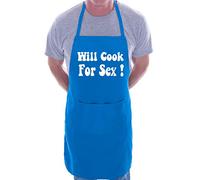 Print4U Will Cook For Sex Funny BBQ Cooking Novelty Apron Blue