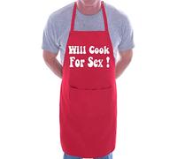 Print4U Will Cook For Sex Funny BBQ Cooking Novelty Apron Red