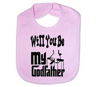 Print4U Will You Be My Godfather Christening Funny Feeding Bib Present Pink