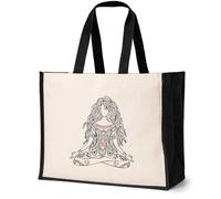 Print4U Yoga Lady Tote Bag Buddha Mandala Indian Birthday Ladies Canvas Shopper Natural