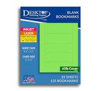 Printable Bookmarks - Blank Bookmark Printing Paper for Inkjet & Laser Printers - 2" x 6" Perforated Bookmarks 5 per Page - 25 Sheets / 125 Book Marks (Bright Green)