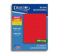 Printable Bookmarks - Blank Bookmark Printing Paper for Inkjet & Laser Printers - 2" x 6" Perforated Bookmarks 5 per Page - 25 Sheets / 125 Book Marks (Holiday Red)