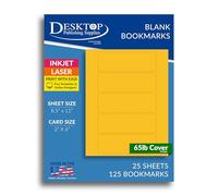 Printable Bookmarks - Blank Bookmark Printing Paper for Inkjet & Laser Printers - 2" x 6" Perforated Bookmarks 5 per Page - 25 Sheets / 125 Book Marks (Dandelion Yellow)