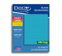 Printable Bookmarks - Blank Bookmark Printing Paper for Inkjet & Laser Printers - 2" x 6" Perforated Bookmarks 5 per Page - 25 Sheets / 125 Book Marks (Topaz Blue)