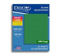 Printable Bookmarks - Blank Bookmark Printing Paper for Inkjet & Laser Printers - 2" x 6" Perforated Bookmarks 5 per Page - 25 Sheets / 125 Book Marks (Holiday Green)