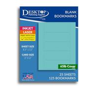 Printable Bookmarks - Blank Bookmark Printing Paper for Inkjet & Laser Printers - 2" x 6" Perforated Bookmarks 5 per Page - 25 Sheets / 125 Book Marks (Bright Blue)