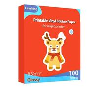Printable Vinyl Glossy Sticker Paper for Inkjet Printer 100 Sheets White Waterproof Self-Adhesive Sheets 8.5x11 Inches