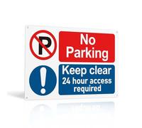 Printara No Parking Sign Outdoor, 30x20cm Keep Clear No Parking 24 Hour Access Required Sign, Self-Adhesive & Pre-drilled Holes, Waterproof UV Resistant PVC Signs for Driveway & Private Property