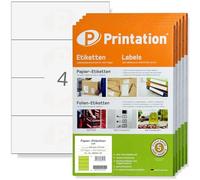 Printation Labels 210 x 74 mm Self-Adhesive White for Printing - 2000 Personalised Sticker Name Labels 1x4 210x74.25 Labels on 500 DIN A4 Sheets 1x4 - Adhesive Labels 8405 Dataprint VDA Odette