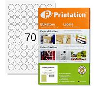 Printation Round Labels 24 mm - Pack of 1750 White Printable on 25 DIN A4 Sheets - 70 Self-Adhesive Labels per Sheet