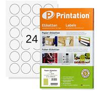 Printation Round Stickers Labels 40 mm - 2400 Circle Stickers on 100 Sheets A4 Sticker Paper / 24 per Sheet - Coding Dots/Round Labels 24 40mm, Blank White - Sticker Paper for Printer A4 - L3415