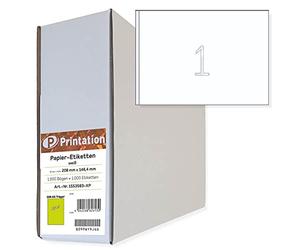 Printation Shipping Labels A5-1000 Stickers 210 x 148.5 mm Blank White Self-Adhesive - 1000 A5 Sheets Big Pack - 1 Label per A5 Sheet 1x1 - A5 Sticky Labels / A5 Postage Labels - 6135 8690 8690