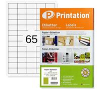 Printation Small Sticky Labels 38.1 x 21.2 mm, 1625 White Freezer Labels, 25 A4 Sheets, 65 Labels per Sheet, Mini Address Labels, Blank Printable Labels Stickers for Laser & Inkjet Printer