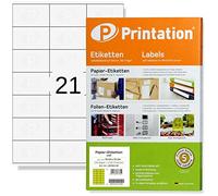 Printation Sticky Labels 70 x 41 mm, 2100 White Self-Adhesive Address Labels, 21 Stickers per A4 Sheet, 100 Sheets, Name Stickers & Name Labels, Printable for Laser & Inkjet Printers, 70x41 3x7 3481