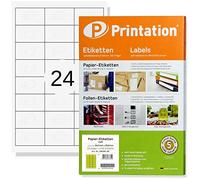 Printation Sticky Labels - White Labels Stickers 64.6 x 33.8 mm - 2400 Self-Adhesive Address Labels - 24 Labels per A4 Sheet - 100 Sheets - Multi Purpose Sticker Paper for Amazon FBA - 64.6x33.8