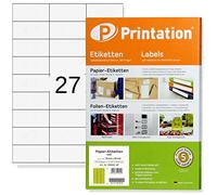 Printation Universal Labels 70 x 32 mm White - 675 Labels for Printing - 25 DIN A4 Sheets of 3 x 9 70 x 32 Labels - 27 Stickers per Sheet - Self-Adhesive Labels Printable / Adhesive Labels 3479 4450