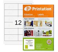 Printation Weatherproof Film Labels Transparent Matt 97 x 42.4 mm - 10 Sheets / 12 Labels Self-Adhesive per A4 Sheet 2 x 6-120 Stickers Waterproof 97 x 42.4 - Laser Printer Printable Adhesive Film