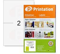 Printation White Labels Waterproof 210 x 148 mm Matt White on DIN A4 Sheet - 2 A5 Foil Labels per A4 Sheet/25 Sheets - 50 Adhesive Labels 210 x 148 cm Self-Adhesive Weatherproof Laser Printer