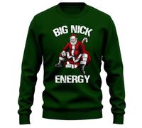 PrintBar Big Nick Energy Santa Sweatshirt - Ho Ho Hilarious! Funny Christmas Tee, Unisex Printed Design. Bring holiday cheer and laughs galore! Green