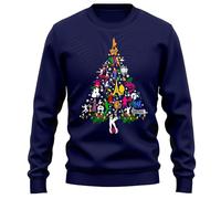 PrintBar Broadway Musical Theatre Christmas Tree Sweatshirt - Jingle All the Way! Unisex, Funny & Festive! Perfect for drama queens and holiday cheer! Navy