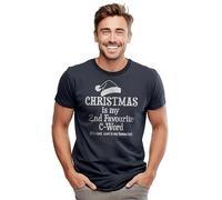 PrintBar Christmas is My 2nd Favourite C Word t-Shirt - Naughty and Nice! Funny t-Shirt, Unisex Printed Design. Spread Some Holiday Cheer with a Cheeky Twist. Santa Approves! Charcoal
