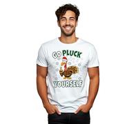 PrintBar Go Pluck Yourself - Funny Turkey T-Shirt, Perfect for Thanksgiving! Funny t-Shirt with a feathery Twist, Unisex Design. Gobble up The Laughter! White