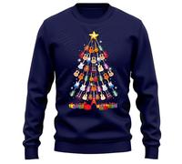 PrintBar Guitar Christmas Tree Shirt - Strum Your Way to Holiday Cheer! Funny sweatshirt, Unisex Printed Design, Jingle all the way, rockstars! Navy