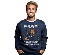 PrintBar Hans Gruber Christmas Jumper - Funny and Festive Sweater! Perfect for Die Hard fans. Yippee Ki Yay, Merry Christmas! Navy