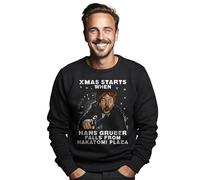PrintBar Hans Gruber Christmas Jumper - Funny and Festive Sweater! Perfect for Die Hard fans. Yippee Ki Yay, Merry Christmas! Black