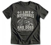 PrintBar I Like Motorbikes & Dogs and Maybe 3 People T-Shirt - Funny and Unfiltered! 100% Cotton, Unisex. for the True Ride-or-die Enthusiasts!